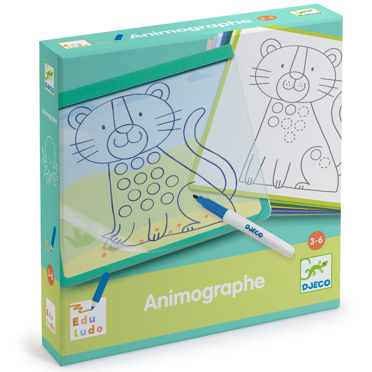 Djeco Fejlesztő játék - Állatmintás vonalvezető - Eduludo Animographe