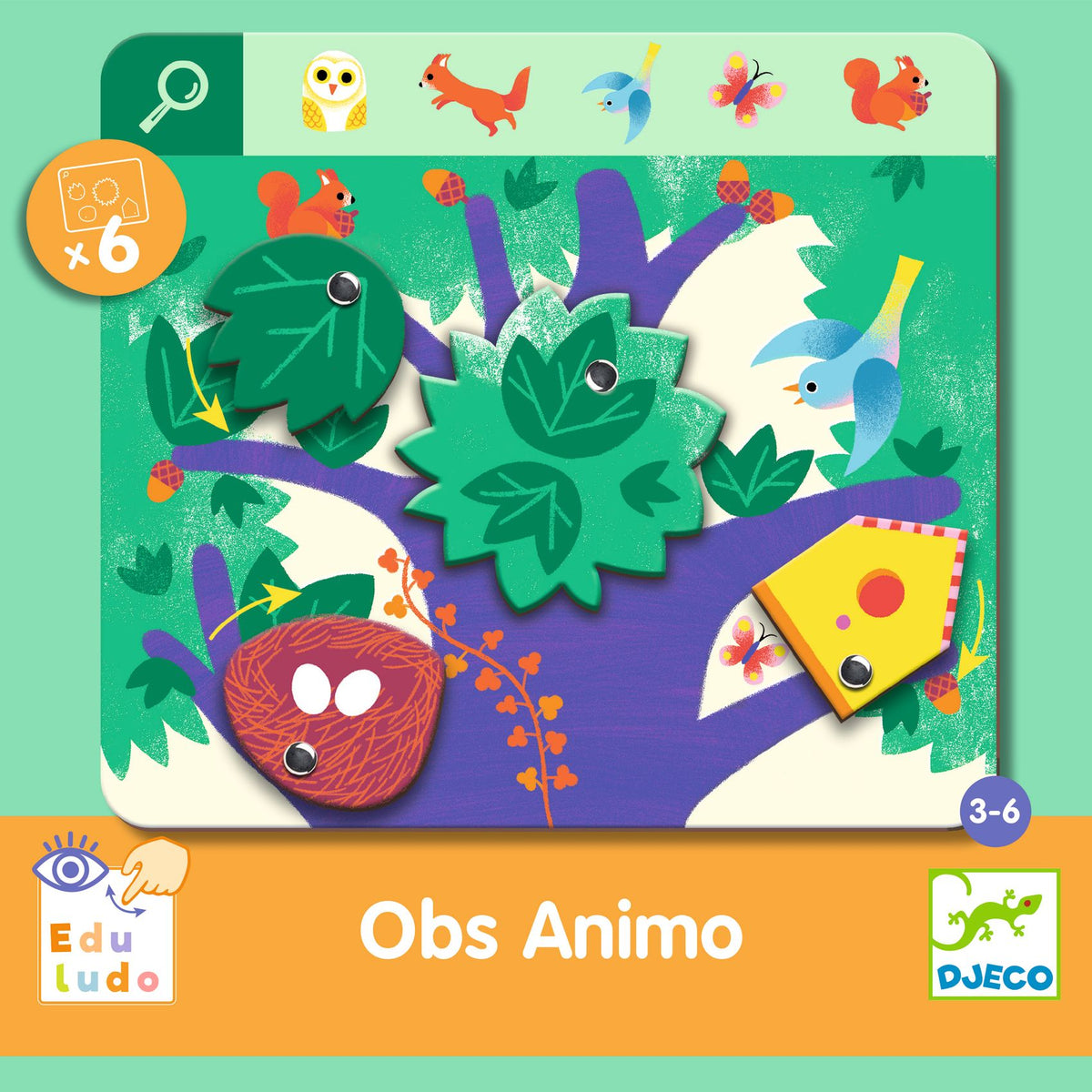 Djeco Fejlesztő játék, megfigyelés - Keress és pörgess, Állatok - Eduludo Obs Animo