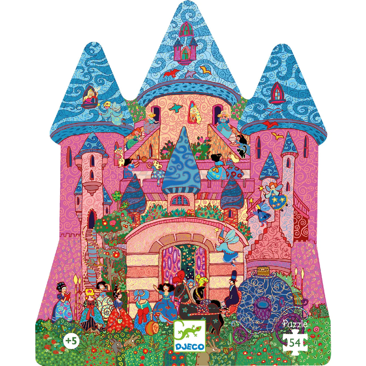 Tündéres kastélyos puzzle 54 darabos, színes mesebeli vár, gyerekjáték
