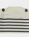Knitted sweatshirt with striped buttons 56
