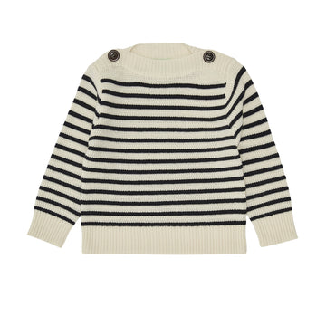 Fub® Kötött 100% merinói gyapjú pulóver gombokkal - ecru/dark navy - Fub - Felsők és pulóverek