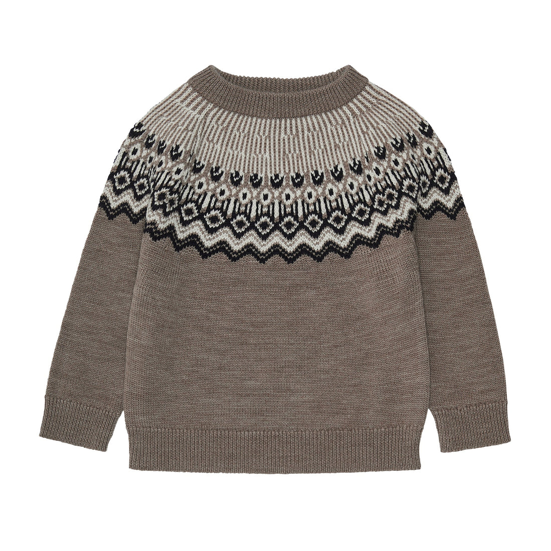 Fub® Kötött 100% merinói gyapjú pulóver mintával - Beige melange - Fub - Felsők és pulóverek