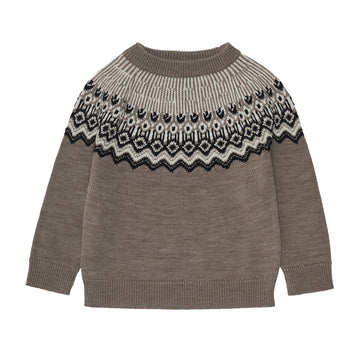 Fub® Kötött 100% merinói gyapjú pulóver mintával - Beige melange - Fub - Felsők és pulóverek
