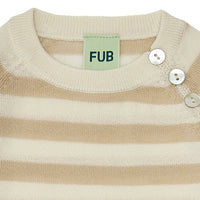 Fub® Kötött csíkos 100% gyapjú pulóver gombokkal - ecru - Fub - Felsők és pulóverek