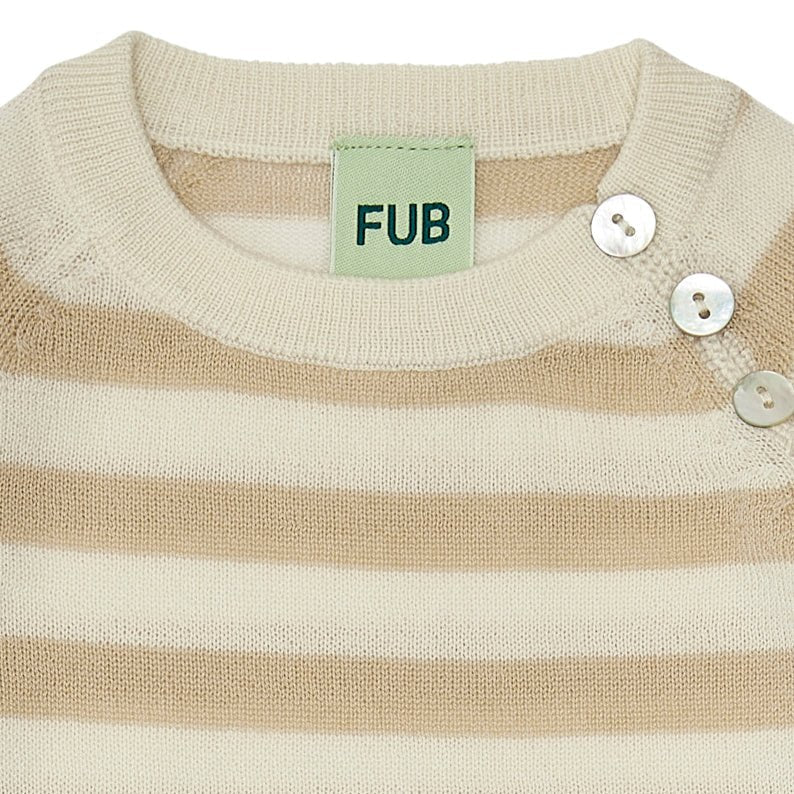 Fub® Kötött csíkos 100% gyapjú pulóver gombokkal - ecru - Fub - Felsők és pulóverek