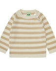 Fub® Kötött csíkos 100% gyapjú pulóver gombokkal - ecru - Fub - Felsők és pulóverek