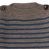 Fub® Kötött csónaknyakú pulóver - Beige melange/Indigo 100% merinói gyapjú - Fub - Felsők és pulóverek