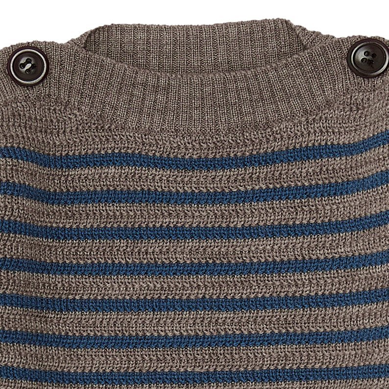 Fub® Kötött csónaknyakú pulóver - Beige melange/Indigo 100% merinói gyapjú - Fub - Felsők és pulóverek