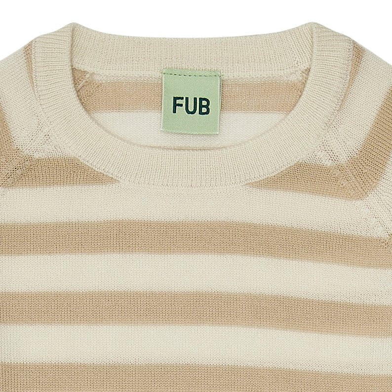 Fub® Kötött gyapjú pulóver, csíkos - ecru/hay - 100% merinói gyapjú - Fub - Felsők és pulóverek