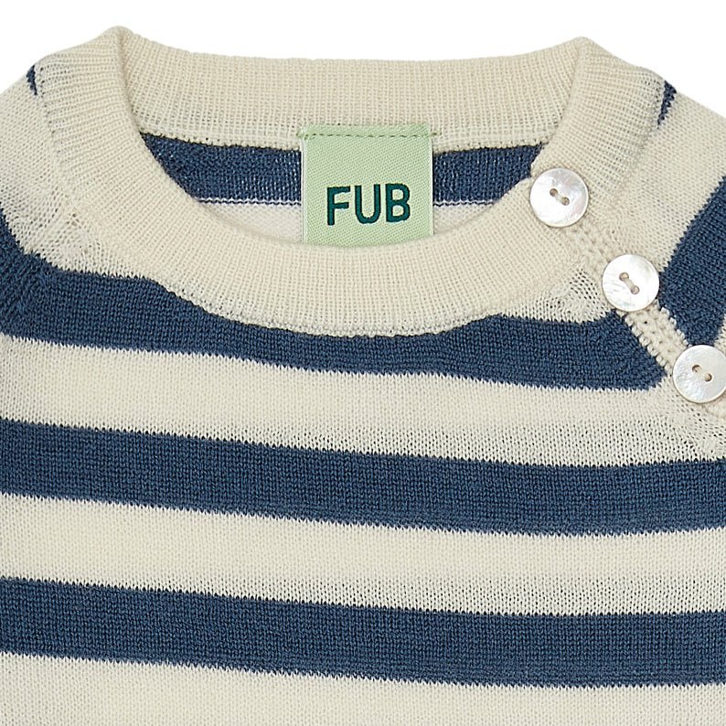 Fub® Kötött gyapjú pulóver gombokkal, kék csíkos - Fub - Felsők és pulóverek