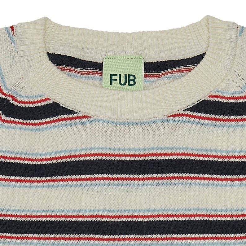 Fub® Kötött organikus pamut póló, csíkos - ecru/dark navy - Fub - Felsők és pulóverek