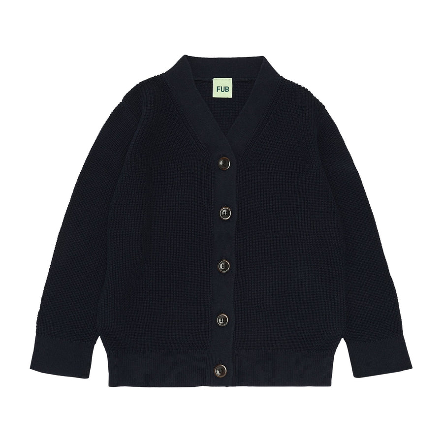 Fub® Kötött organikus pamut V - nyakú kardigán - Dark navy - Fub - Felsők és pulóverek - OduStore