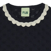 Fub® Kötött Pointelle organikus pamut póló - Dark navy - Fub - Felsők és pulóverek