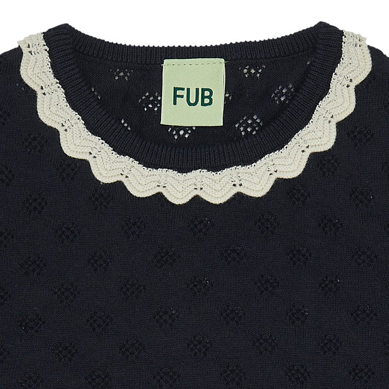 Fub® Kötött Pointelle organikus pamut póló - Dark navy - Fub - Felsők és pulóverek