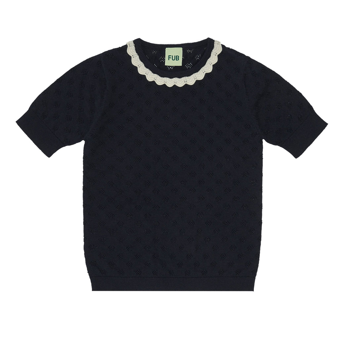 Fub® Kötött Pointelle organikus pamut póló - Dark navy - Fub - Felsők és pulóverek