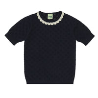 Fub® Kötött Pointelle organikus pamut póló - Dark navy - Fub - Felsők és pulóverek