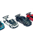Goki Porsche 911 GT2 RS játékautók, kék, fehér, fekete és piros színben, versenyautó modell gyerekeknek