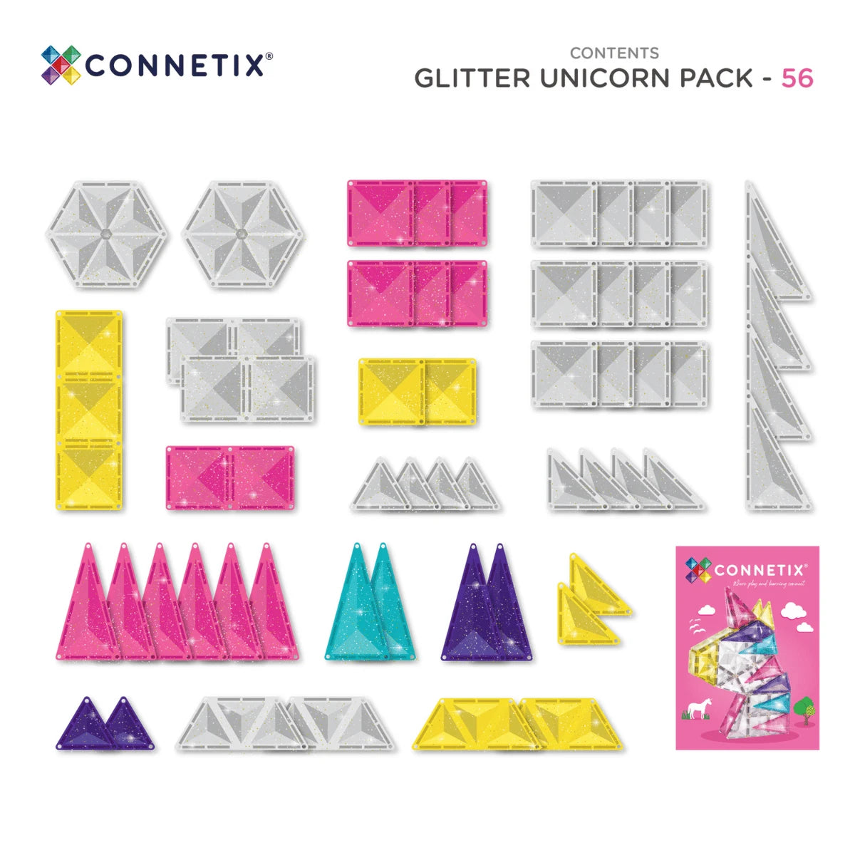 Connetix Glitter Unicorn Pack 56 db-os