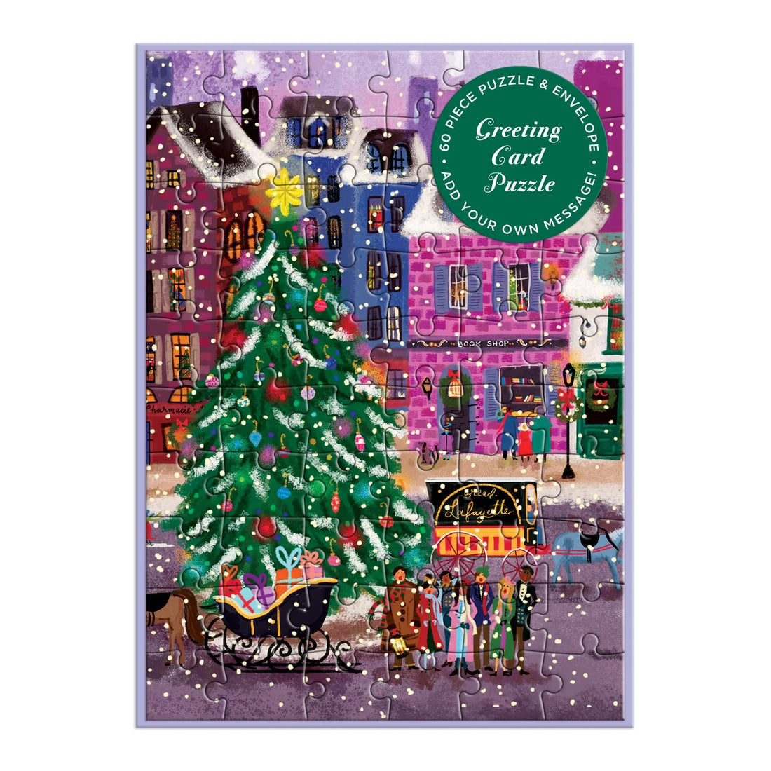 Galison Joy Laforme Christmas Square Greeting Card Puzzle