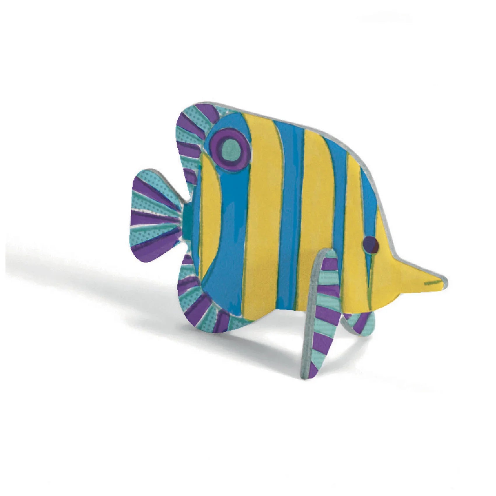 Színes 3D puzzle hal gyerekeknek, sárga-kék csíkos tenger élővilág játék