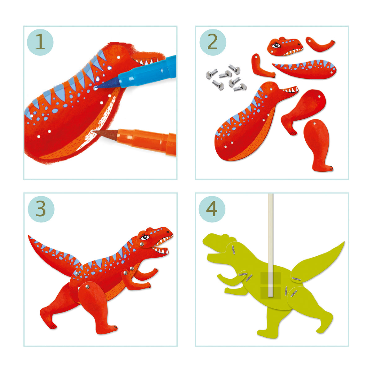 Djeco - Kapcsos képkészítés - Dinszauruszok - Dinos