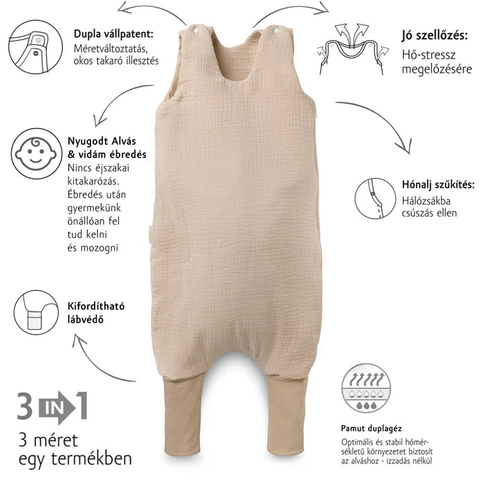 Kenguru Gold® Krepp tipegő hálózsák - mogyoró - OduStore - Pizsama, rugdalózó - Kenguru Gold