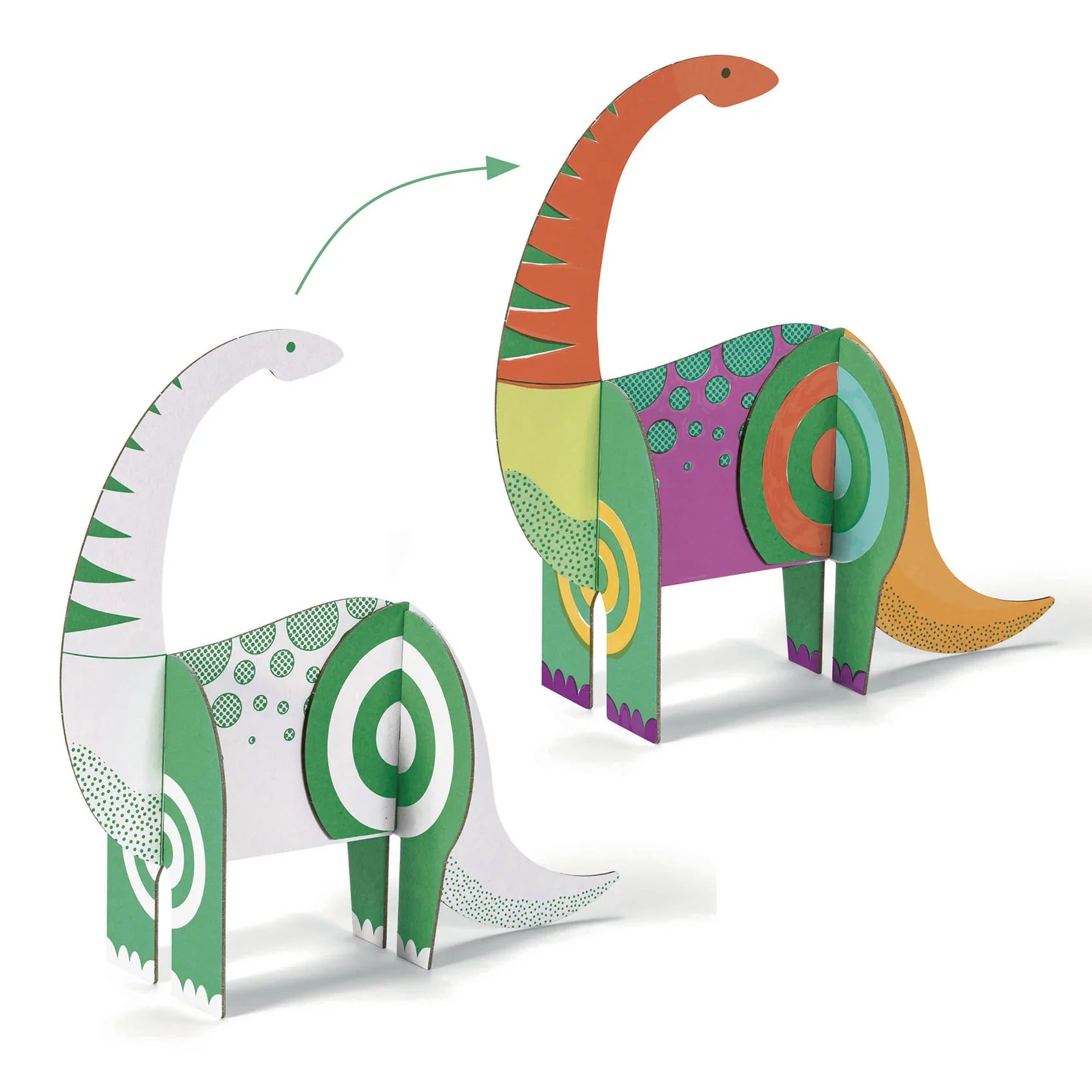 Színes, 3D dinoszaurusz karton figura, kézműves kreatív játék gyerekeknek