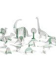 Kartonból készült 3D dinoszaurusz figurák kreatív gyerekjáték, zöld-fehér színben