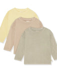 Hosszú ujjú gyerek póló szett, pasztell színű, három darabos csomag