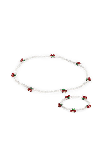 Konges Sløjd® Gyöngyöző nyaklánc és karkötő szett - Red/Glitter - Konges Sløjd - Ékszerek, kellékek - OduStore