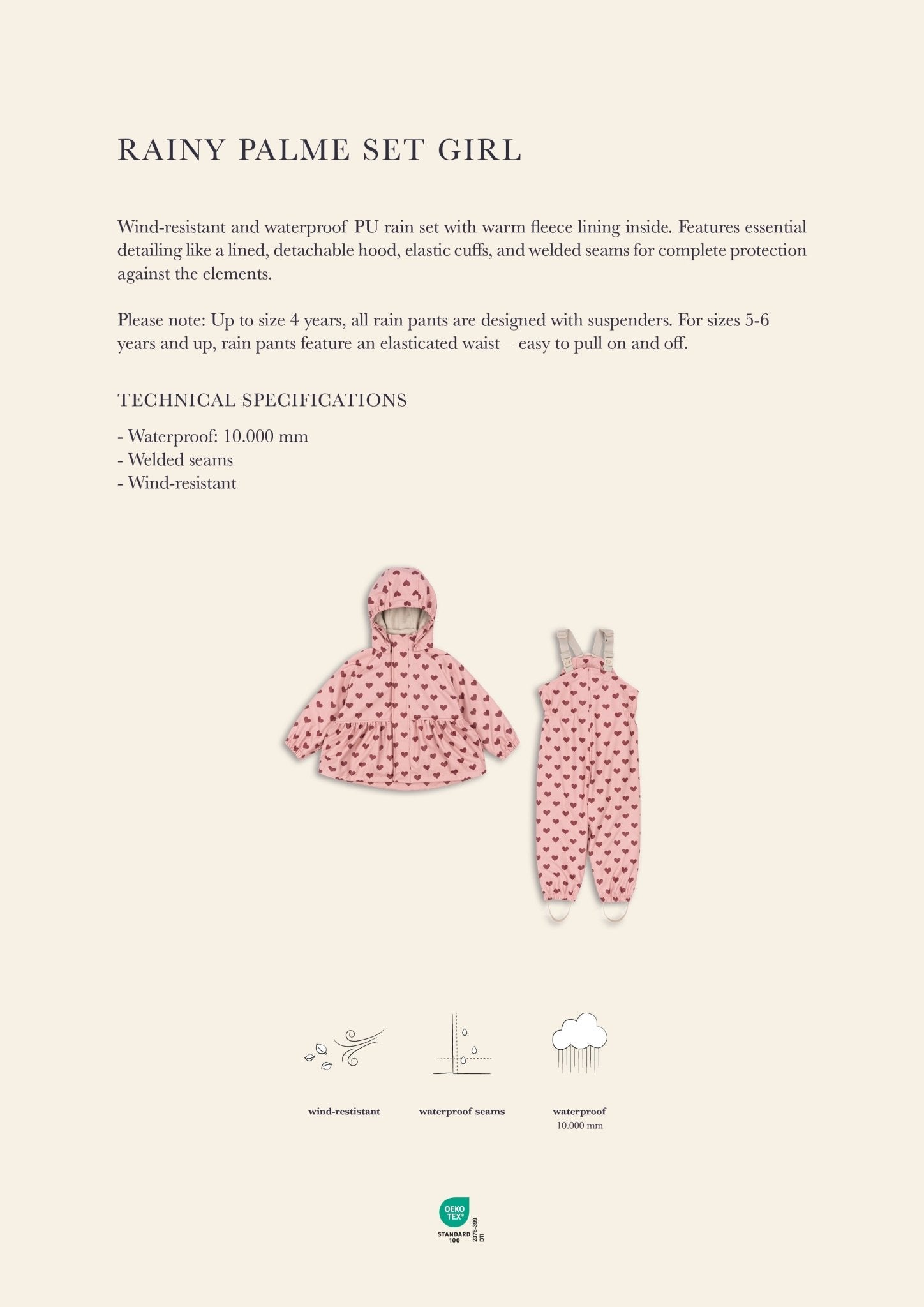 Konges Sløjd® Rainy Palme esőszett - Amour Pink - Konges Sløjd - Felsőruházat - OduStore