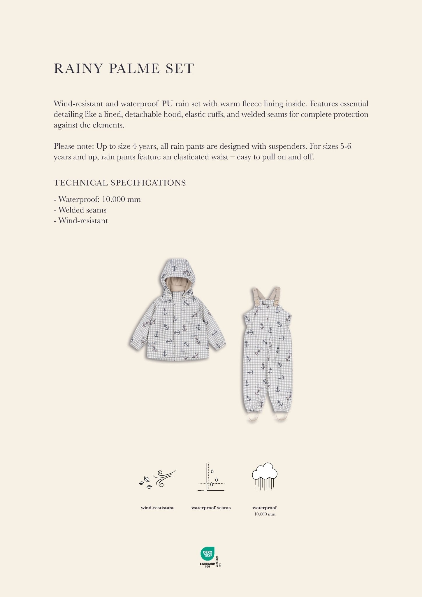 Konges Sløjd® Rainy Palme esőszett - Sailor Check - Konges Sløjd - Felsőruházat - OduStore