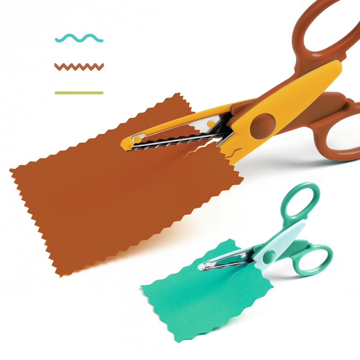 Djeco Kreatív eszközök - 3 olló: sima, cikk-cakk, hullám - My 3 Big Scissors!