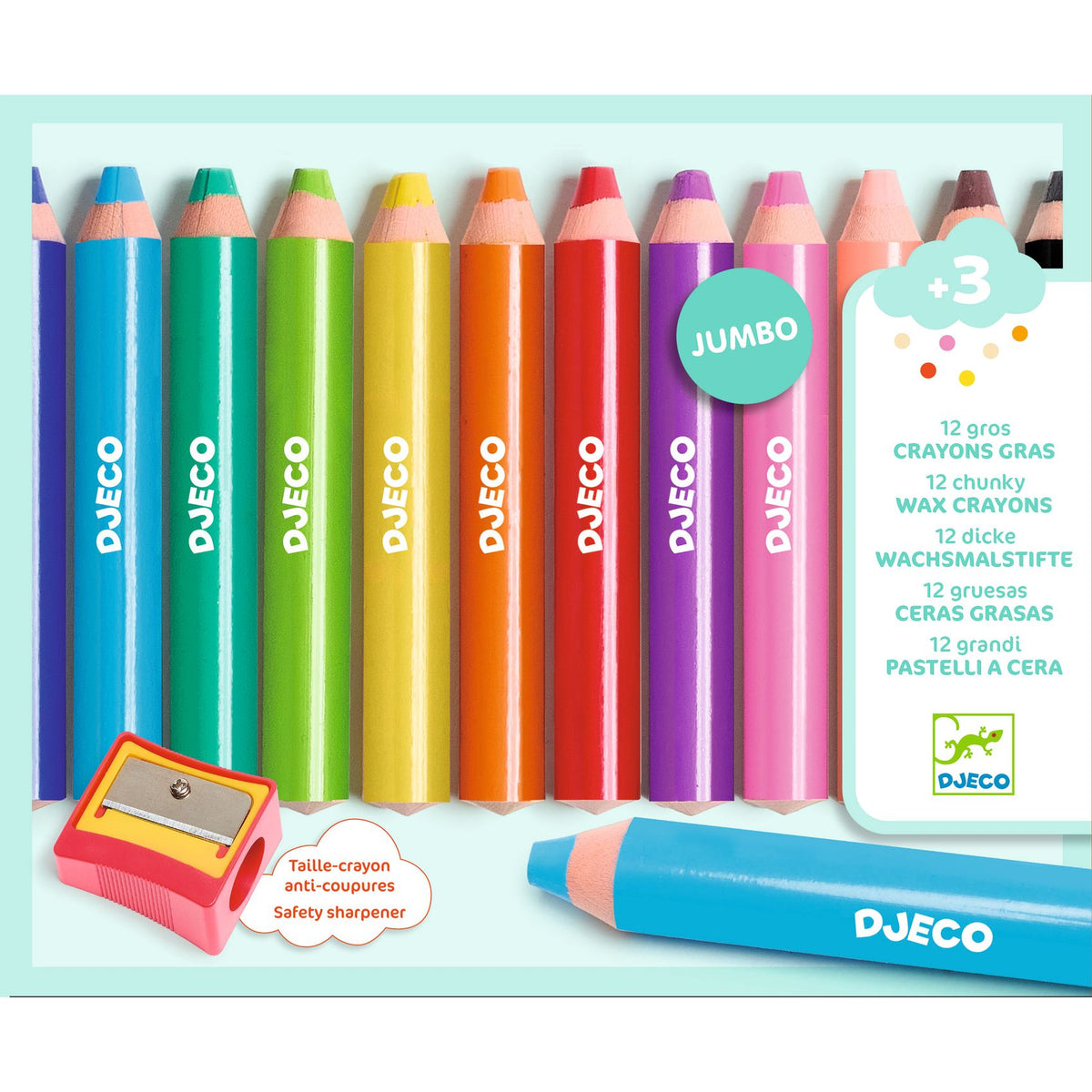 Djeco Kreatív eszközök - Vastag viaszceruza, 12 szín - 12 chunky wax crayons
