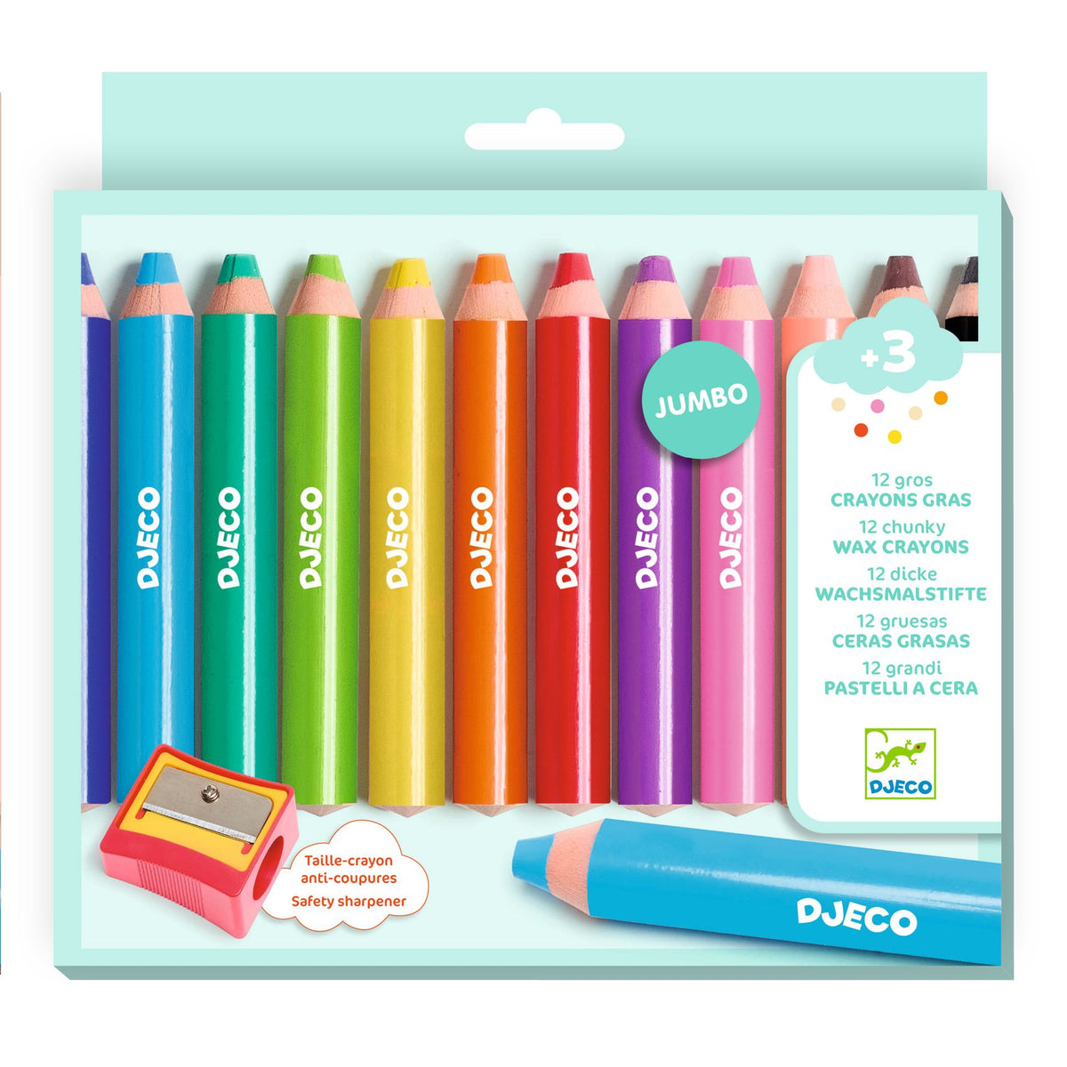 Djeco Kreatív eszközök - Vastag viaszceruza, 12 szín - 12 chunky wax crayons