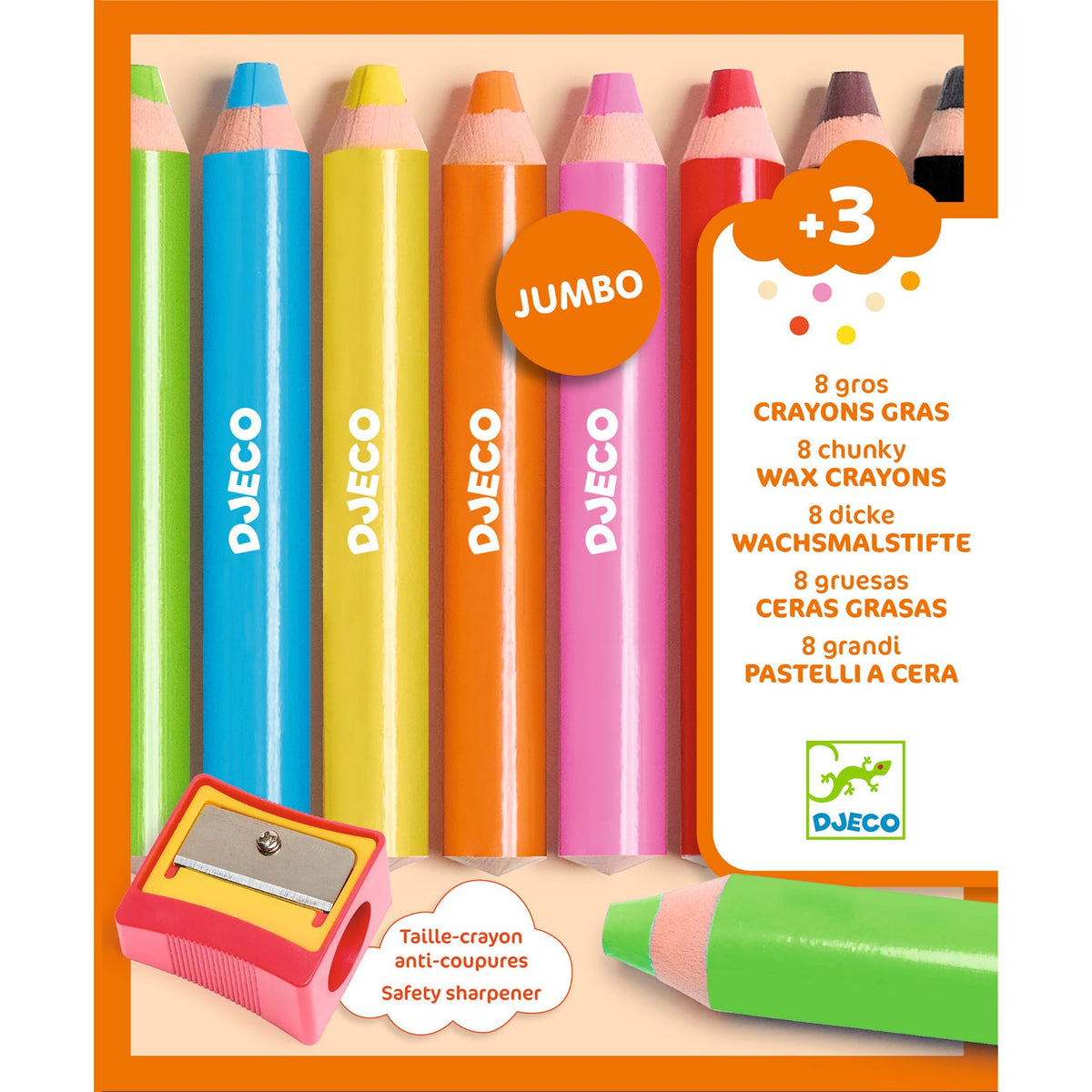 Djeco Kreatív eszközök - Vastag viaszceruza, 8 szín - 8 chunky wax crayons