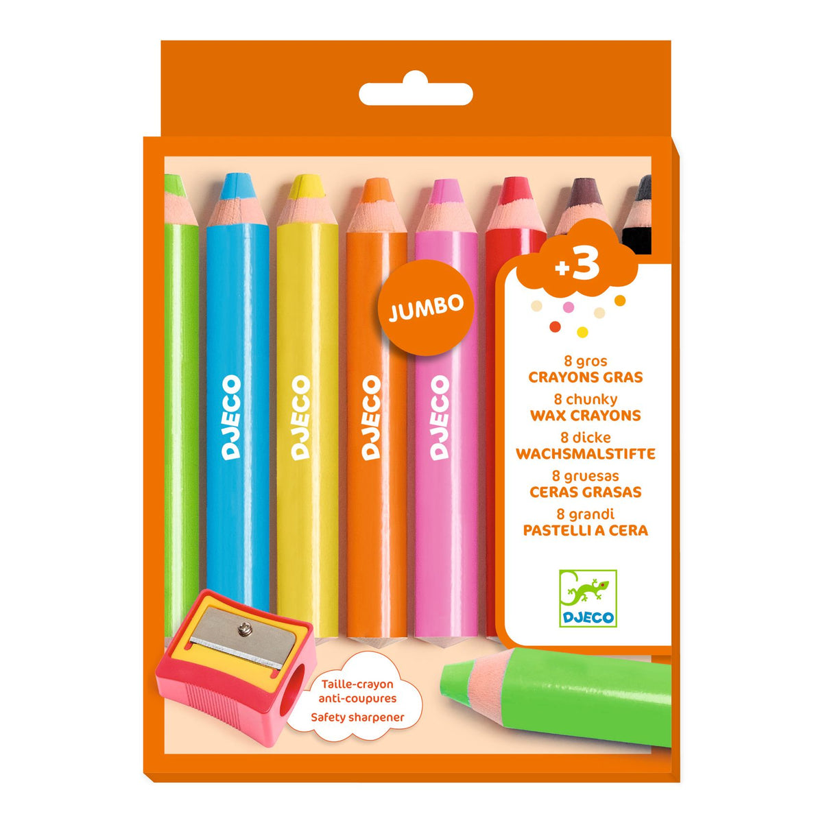 Djeco Kreatív eszközök - Vastag viaszceruza, 8 szín - 8 chunky wax crayons