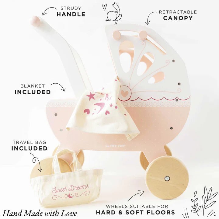 Le Toy Van® Babakocsi Dream pram - Púder - Le Toy Van - Játékbabák
