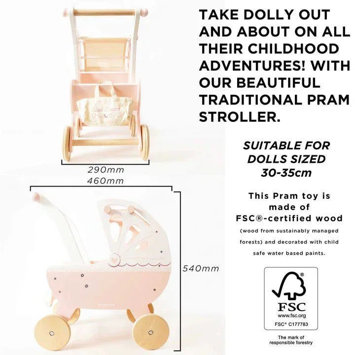 Le Toy Van® Babakocsi Dream pram - Púder - Le Toy Van - Játékbabák