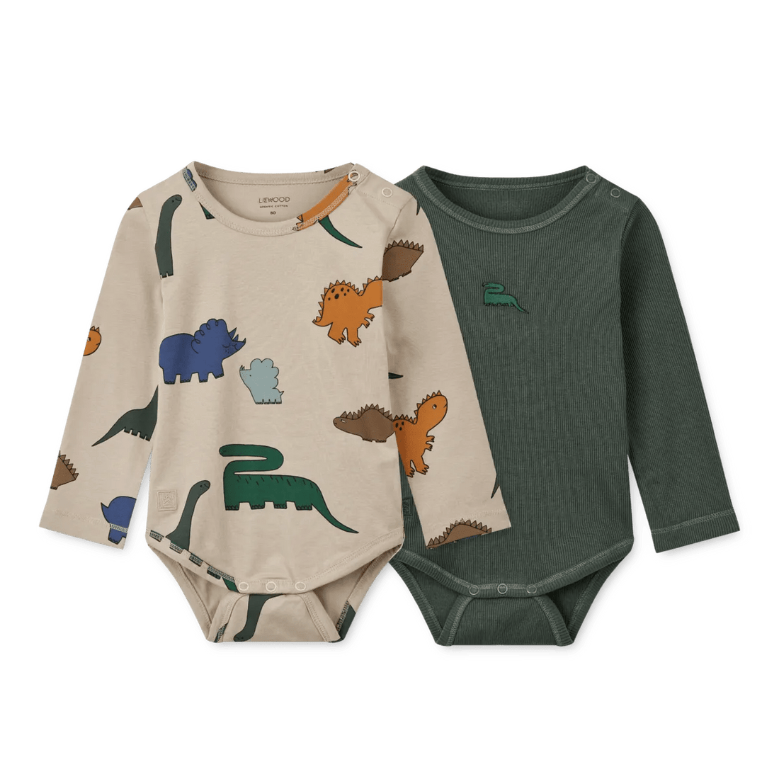 Liewood® Yanni Baby hosszú ujjú body 2 pack - Dinosaurs Mist / Forest green - Liewood - Body - OduStore