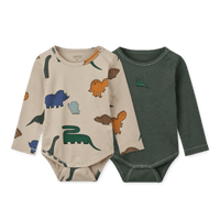 Liewood® Yanni Baby hosszú ujjú body 2 pack - Dinosaurs Mist / Forest green - Liewood - Body - OduStore