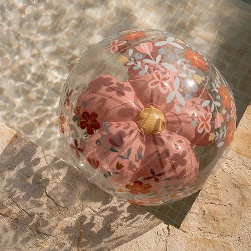 Little Dutch® Felfújható 3D strandlabda - Pink Flowers - Little Dutch - Nyári kellékek - OduStore