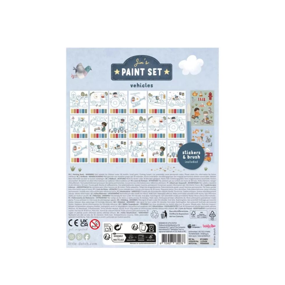 Little Dutch festőkönyv kiegészítőkkel - Jim járművei - Little Dutch - Kreatív