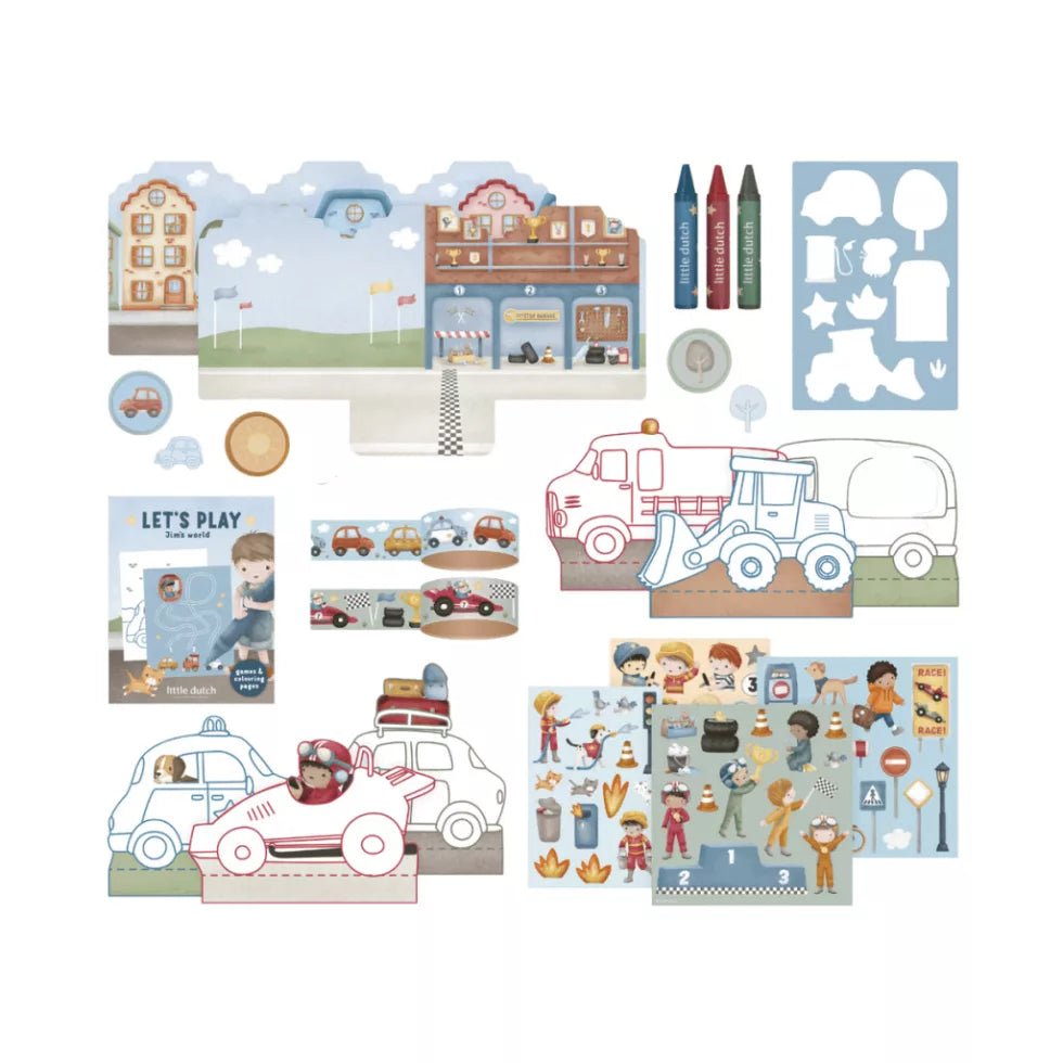 Little Dutch Kreatív készlet bőröndben - Jim járművei - Little Dutch - Kreatív