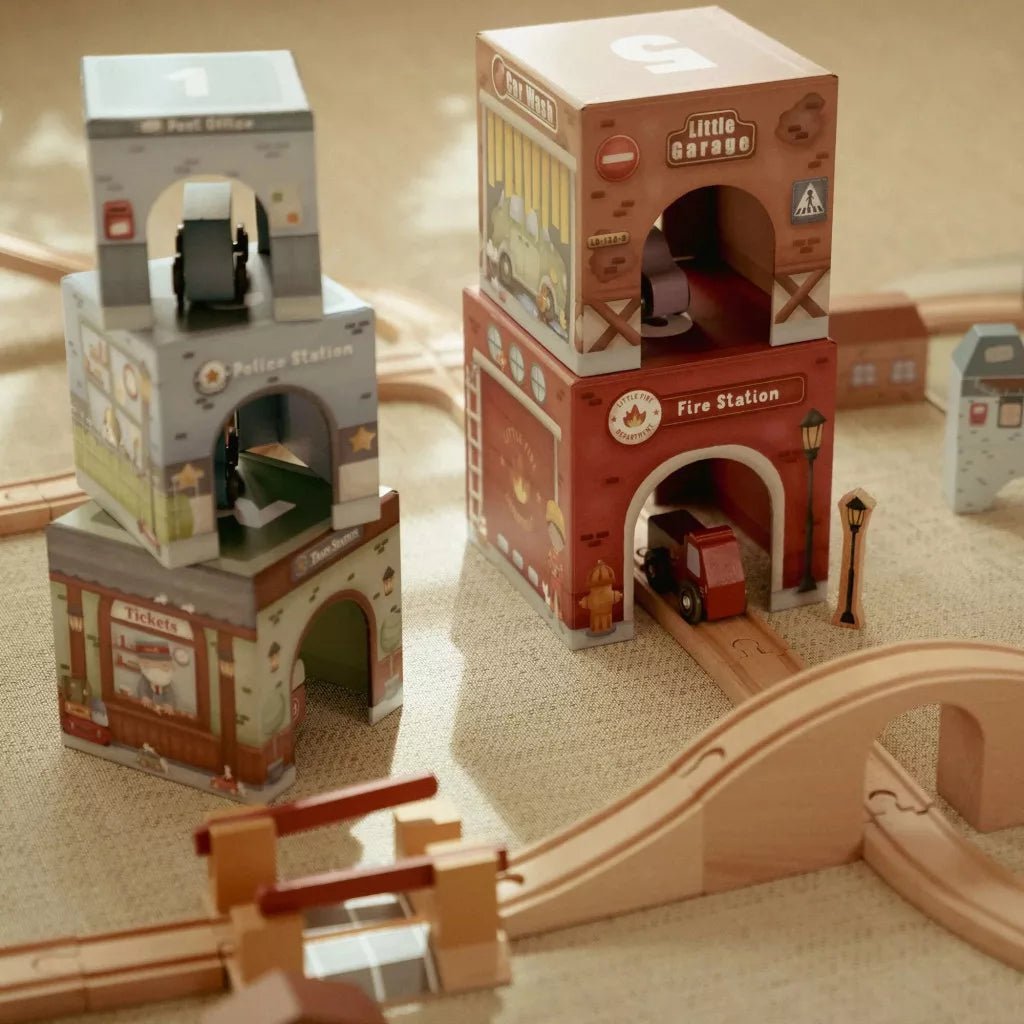 Little Dutch® Toronyépítő 6 db autóval - Little Dutch - Gyerekjátékok