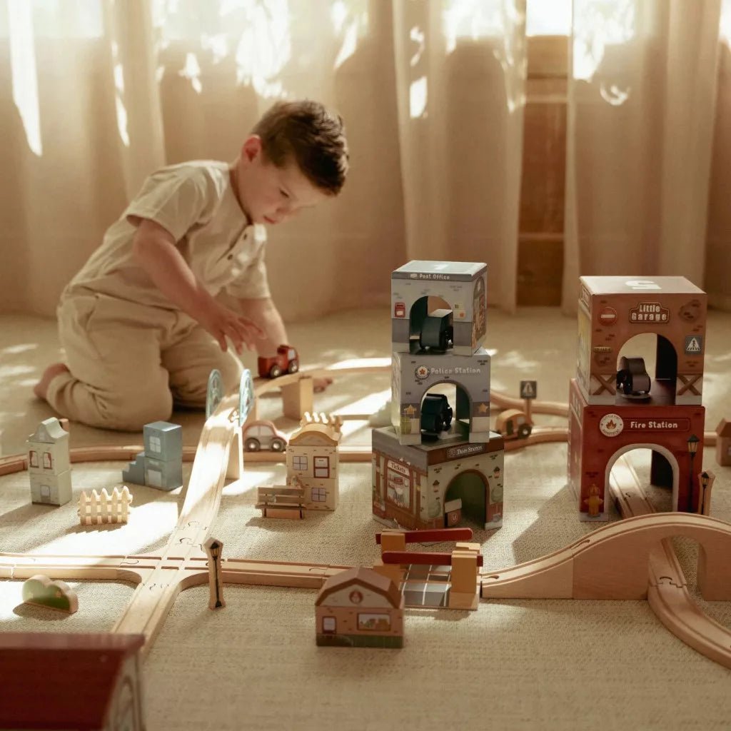 Little Dutch® Toronyépítő 6 db autóval - Little Dutch - Gyerekjátékok