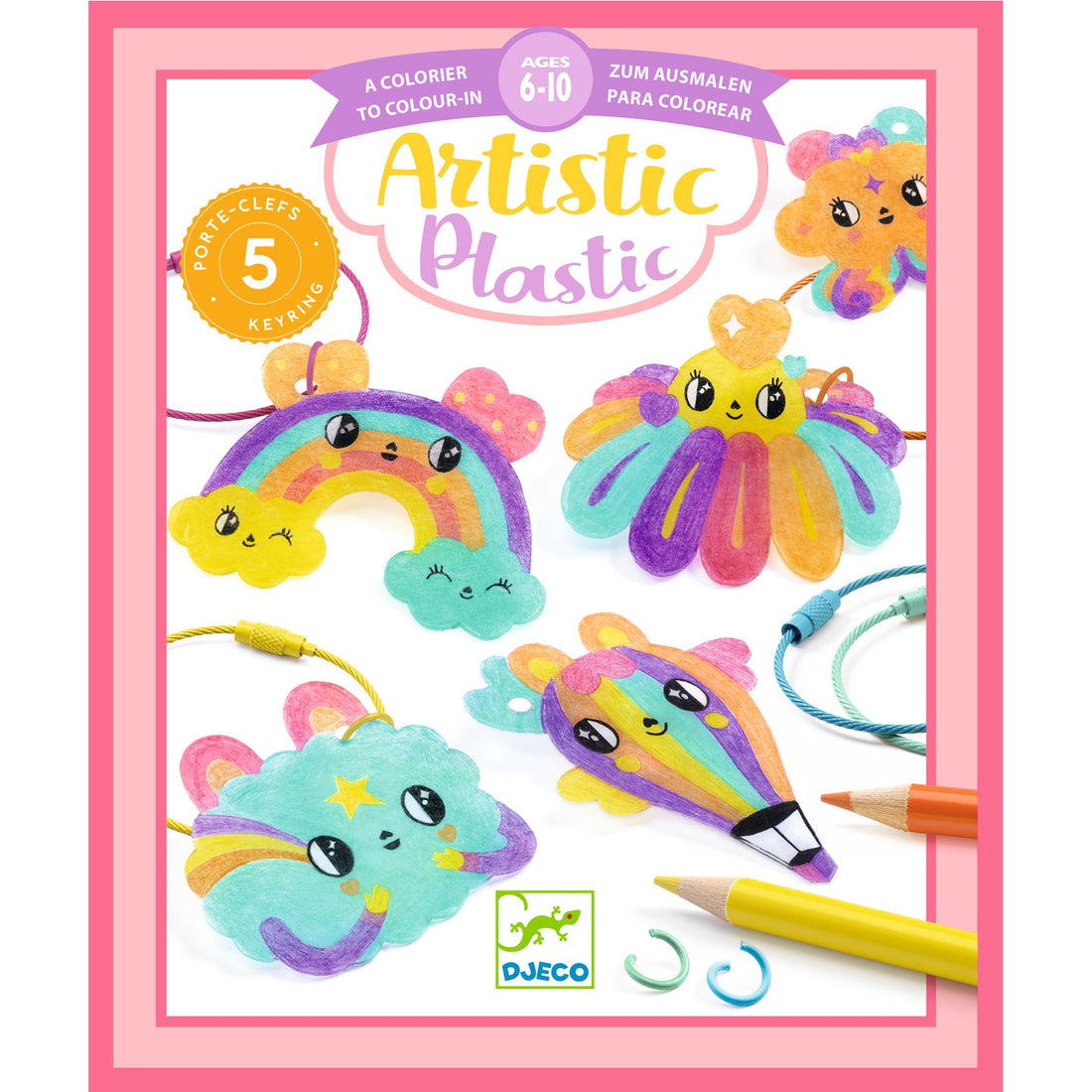 Djeco® Artistic Plastic - Cuki kulcstartó díszek - Kawaii keyring