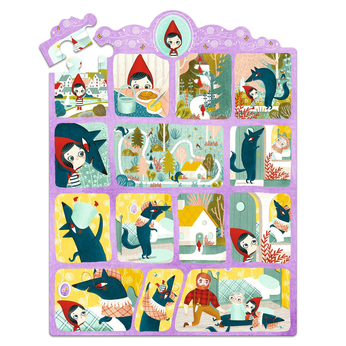 Djeco Mese puzzle - Piroska és a farkas, 35 db-os - Little Red Riding Hood