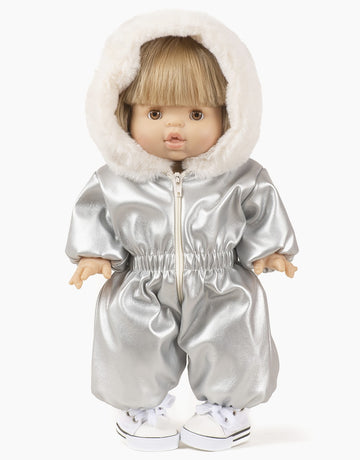 Minikane® Játékbaba síoverál - Gigi silver ski suit