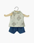 Minikane Doll Clothes - Iva tank top in cotton gauze with wildflower print and matching denim shorts
